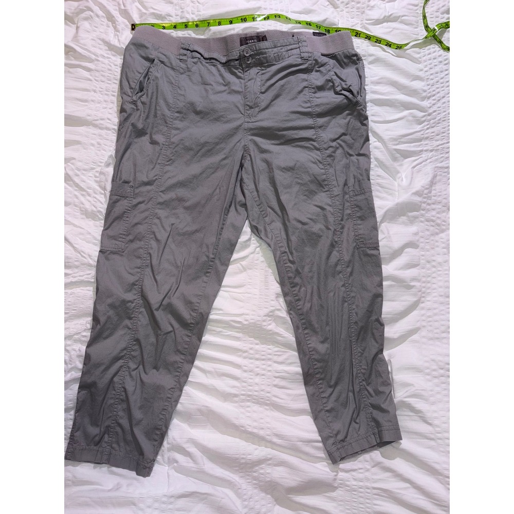 Torrid Gray Cargo Crop Pants Womens 18 Stretch Cotton Elastic Waist T05-19